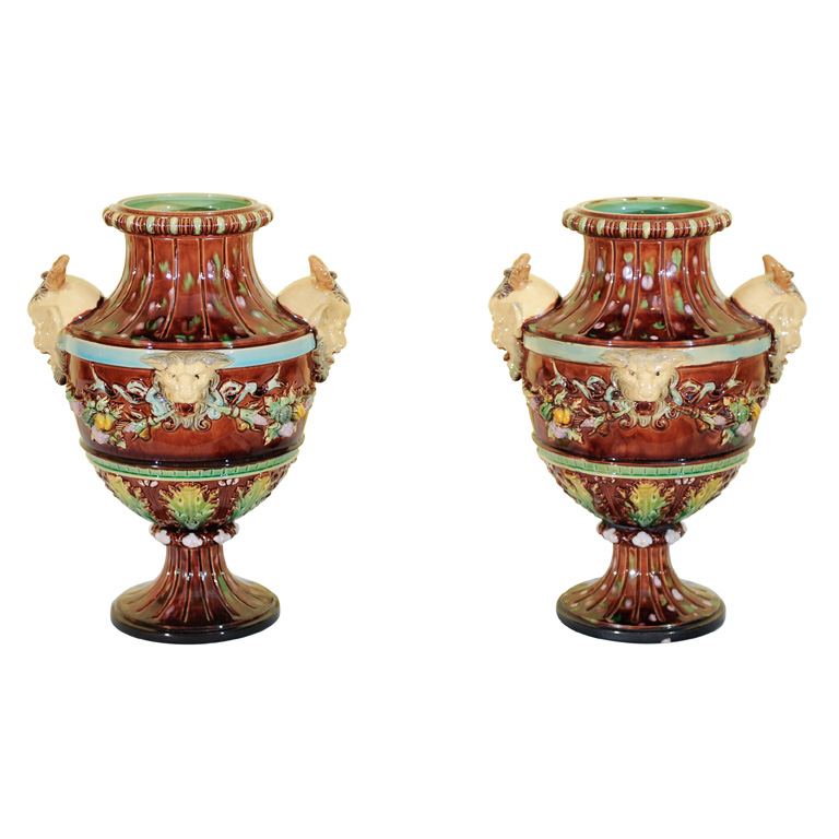 7428AN-Majolica Urns (2)