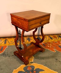 Amboyna Wood Austrian Biedermeier Sewing Table