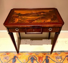 Belle Epoque 1 Drawer Salon Table With Scenic Inlay