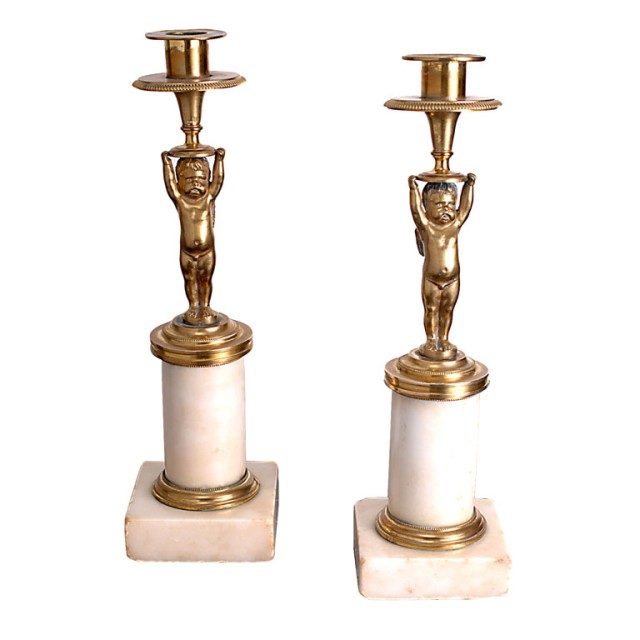 7674LB - Pair of Putti Candlesticks