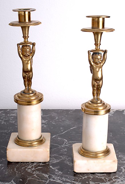 7674LB - Pair of Putti Candlesticks (1)
