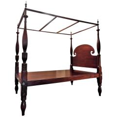 Queen-Size Federal Mahogany Canopy Bed