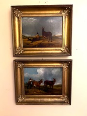 Pair Paintings, "Donkeys in the Dunes" 