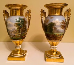 A Pair of Porcelain de Paris Ovid Form Vases